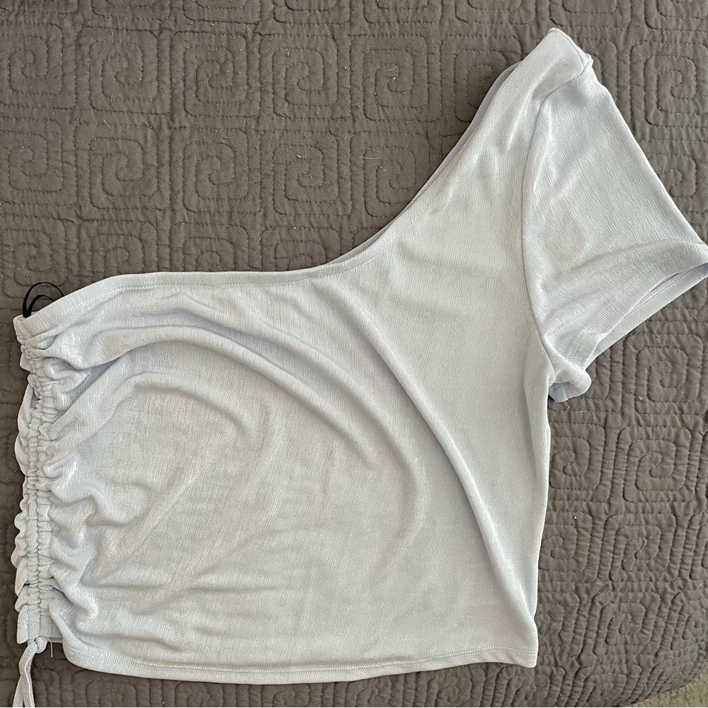 H&M Light Blue One-Shoulder Crop Top